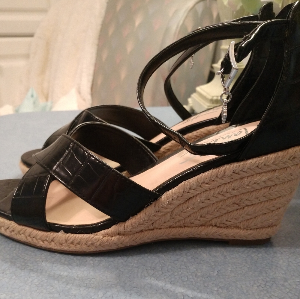 Black Wedge Sandals